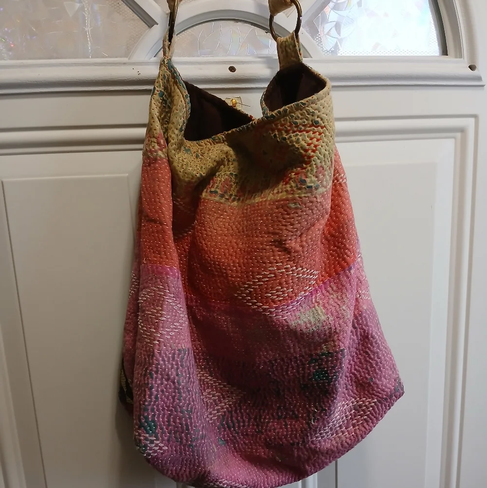 *repaired*** World Market large shoulder bag purse with long strap And Repair